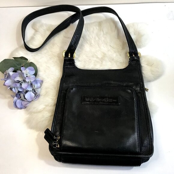 Vintage FOSSIL Keyper Black Leather Crossbody Bag Messenger Wallet Bag Travel - Picture 4 of 13